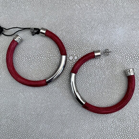 Dyrberg/Kern Opal Natural Bamboo hoop earrings - Picture 1 of 6